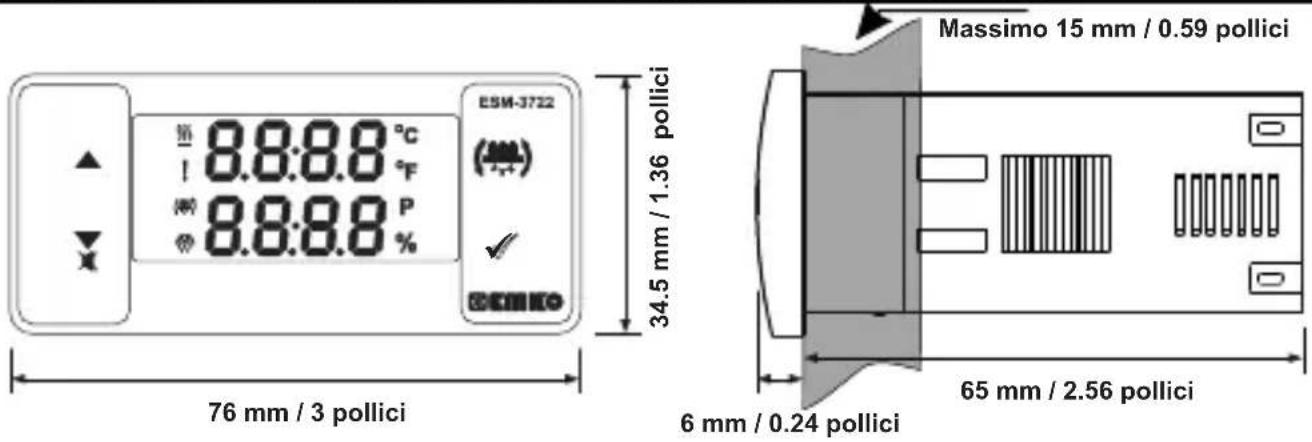 Emko ESM-3721HT - Vista frontale e dimensioni del Regolatore Hatcher ESM-3722 - 1