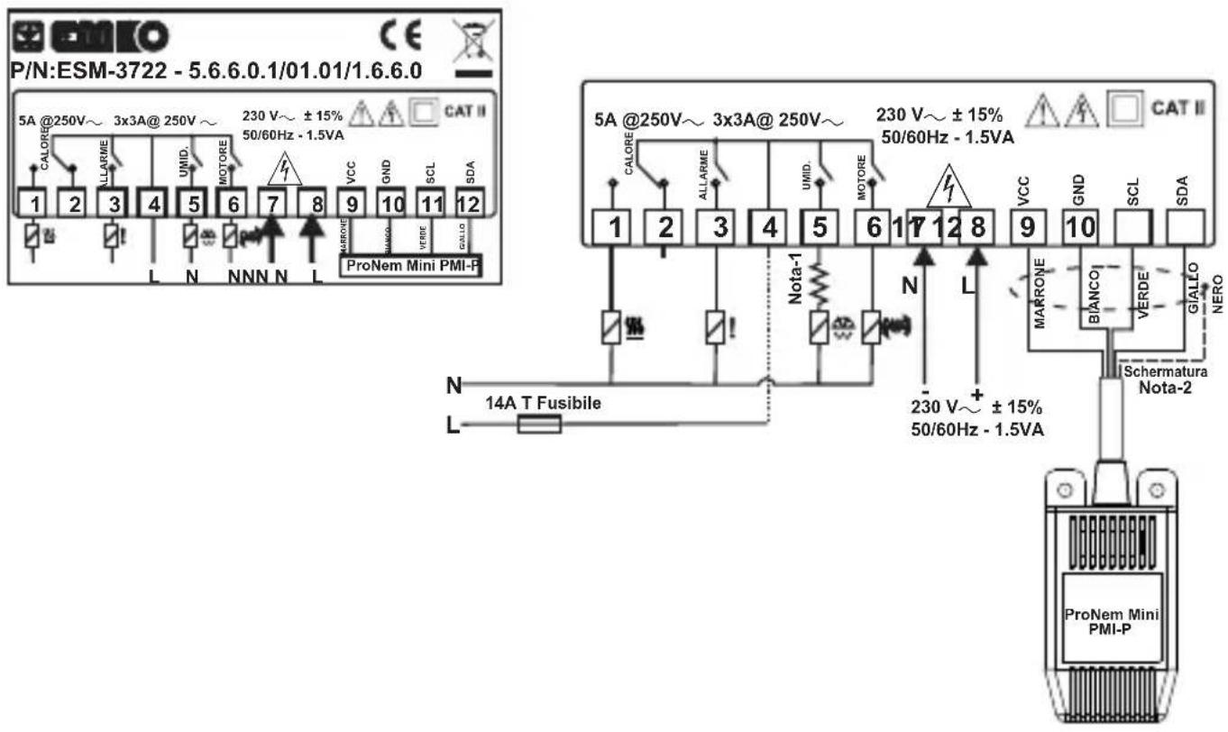 Emko ESM-3721HT - Etichetta del dispositivo e schema di collegamento - 2