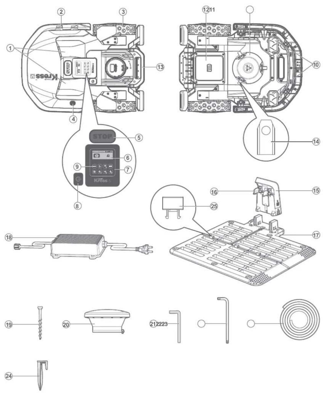KRESS Mission RTKn KR161E - Componenti del robot tosaerba - 1