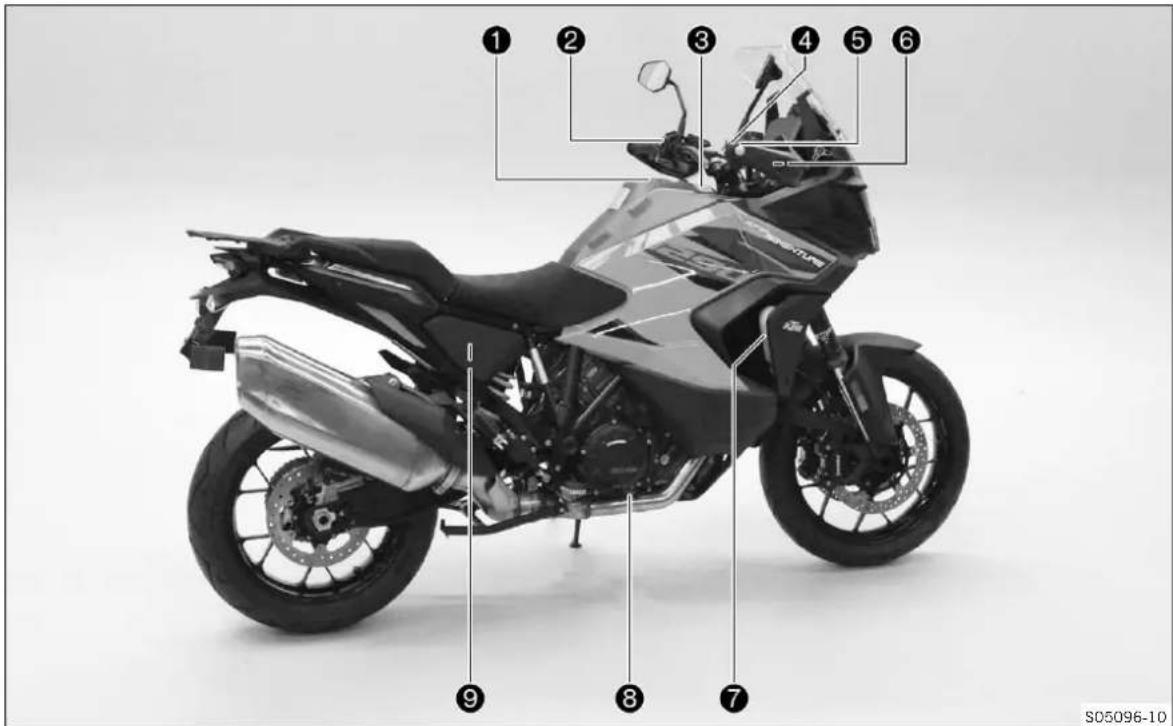 KTM 1290 Super Adventure S (2024) - Vue arrière droite du véhicule (représentation simplifiée) - 1