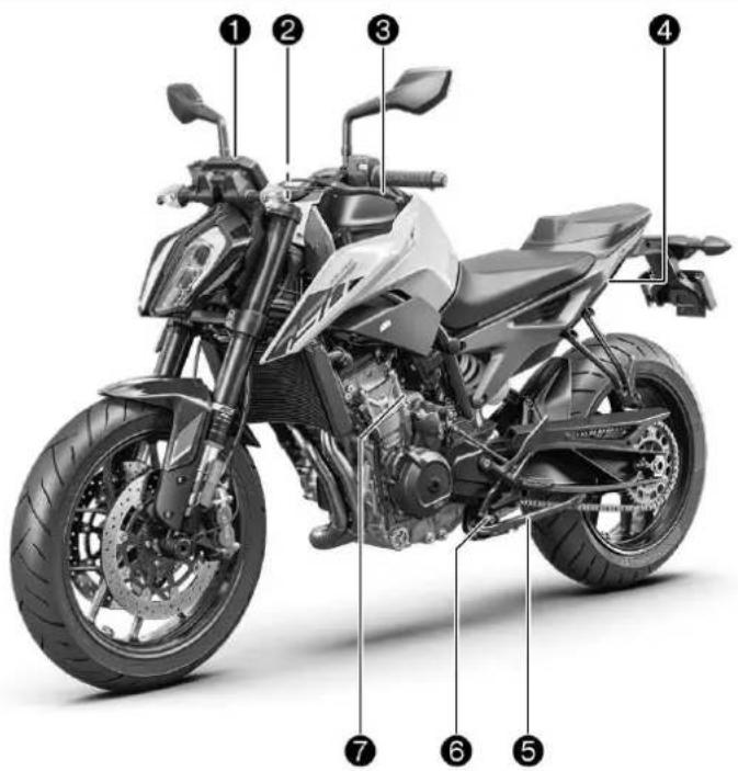 KTM 790 Duke (2024) - Vue avant gauche du véhicule (représentation simplifiée) - 1