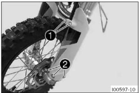 KTM 50 SX (2024) - Déposer la protection de fourche - 1