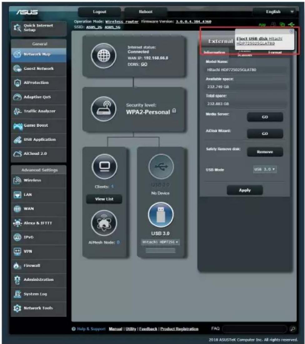 ASUS RT-AX82U V2 - Pour éjecter un disque USB en toute sécurité : - 1