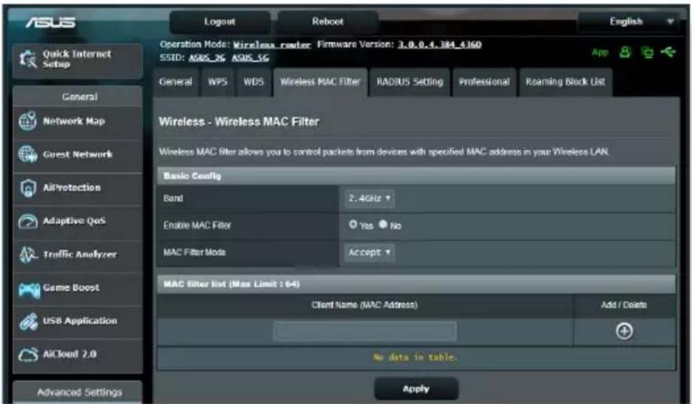 ASUS RT-AX82U V2 - Filtrage d'adresses MAC - 1
