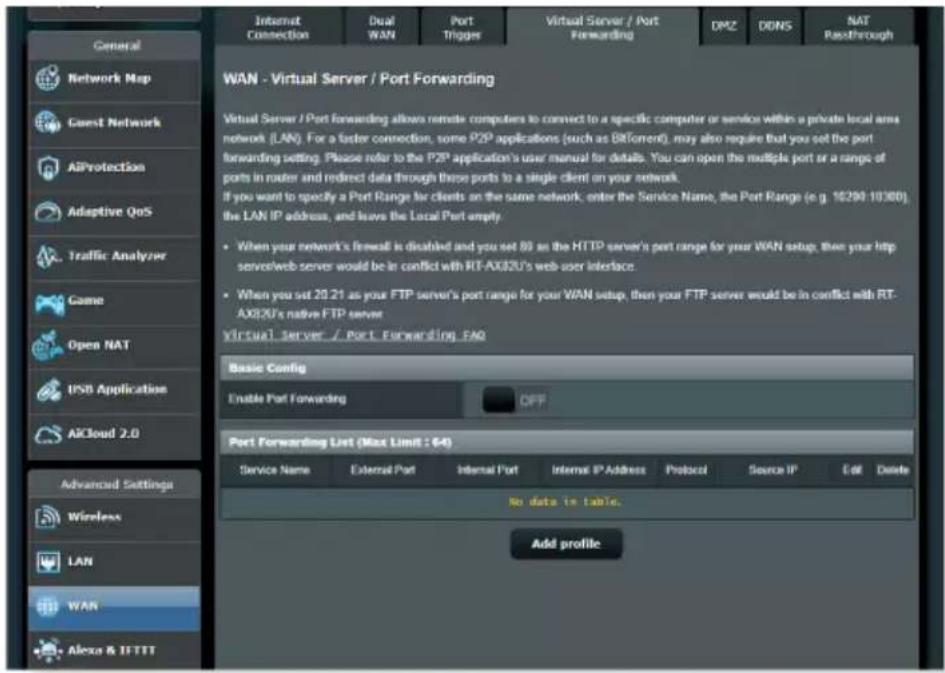 ASUS RT-AX82U V2 - Serveur virtuel et redirection de port - 1