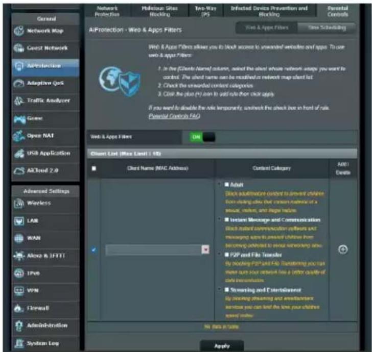 ASUS RT-AX82U V2 - Pour configurer le filtrage de sites et d'applications : - 1