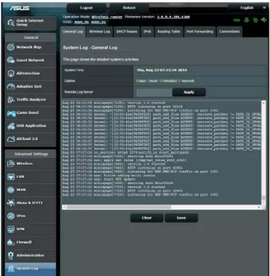 ASUS RT-AX82U V2 - Pour afficher le journal système : - 1