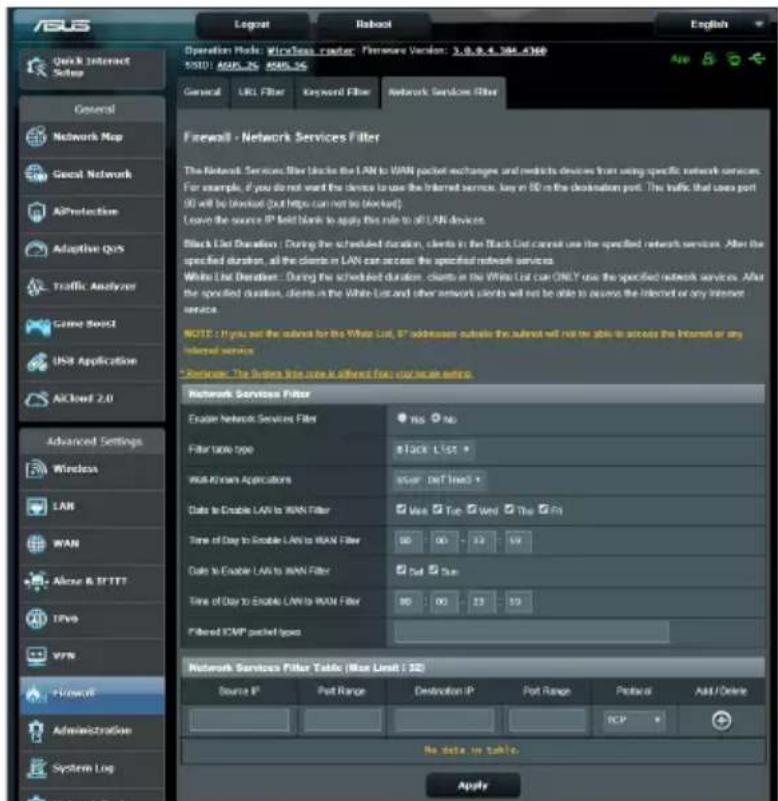ASUS RT-AX3000 V2 - Filtrage de services reseau - 1