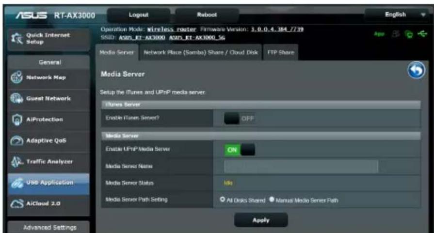ASUS RT-AX3000 V2 - Utiliser le service de partage DLNA - 1