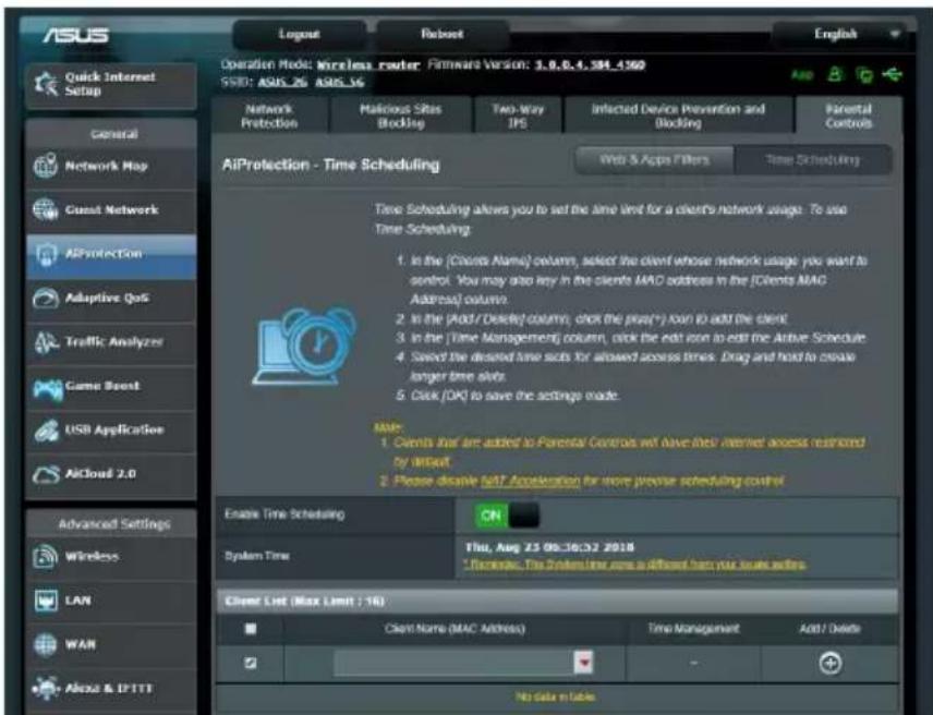 ASUS RT-AX3000 V2 - Planification hora - 1