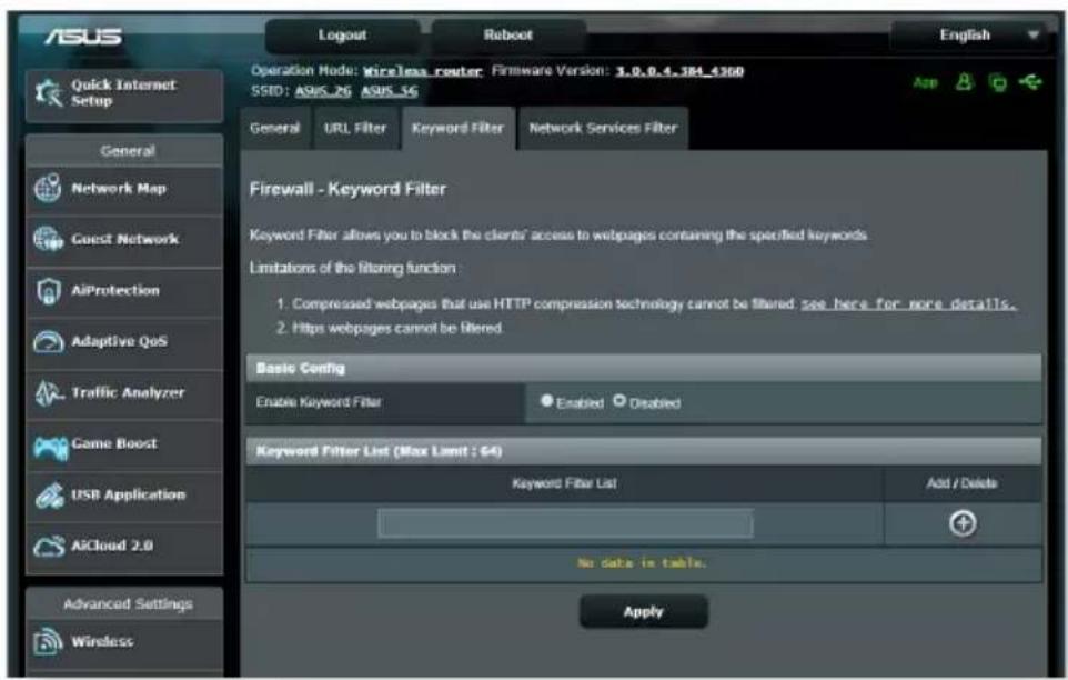 ASUS RT-AX3000 V2 - Filtrage de mots-clés - 1