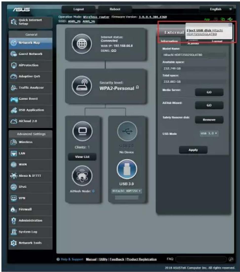 ASUS RT-AX3000 V2 - Pour éjecter un disque USB en toute sécurité : - 1