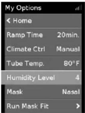 ResMed ClimateLineAir Oxy - Úroveň vlhkosti - 1