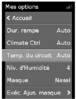 ResMed ClimateLineAir Oxy - Température du circuit - 1