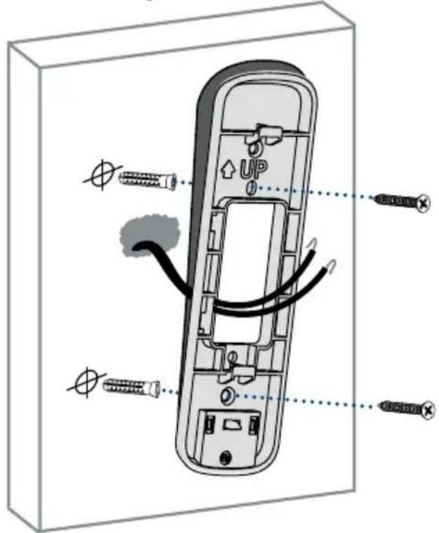 Diagram of a mobile phone internal structure with screw and cable connections, showing wiring and component labels