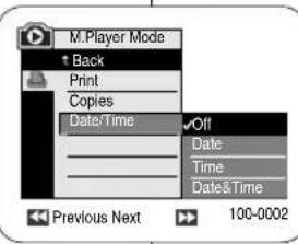 SAMSUNG SCD354 - Réglage de l'option d'impression date/heure - 1