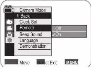 SAMSUNG SCD965 - Activation de la reconnaissance de la télécommande par le caméscope (Télécommande) (modèles SC-D965 uniquement) - 3