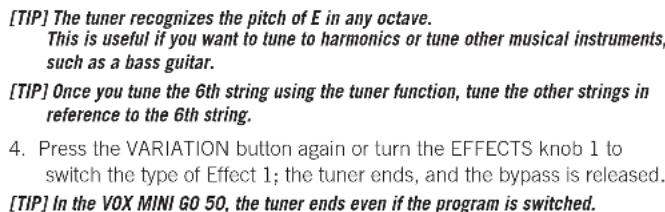 VOX MINI GO 10 - Using the Tuner - 3
