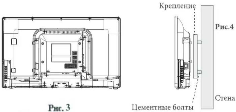 DEXP H28C3000E - Установка и крепление телевизора с помощью настенных кронштейнов - 3