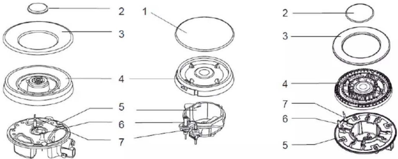 TAURUS GI4EB - Re-assemble the auxiliary, Semi-Rapid, Rapid and Triple-Crown burners as follows: - 1