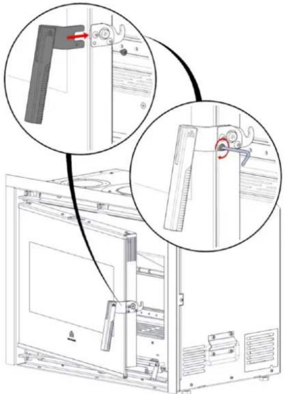 EDILKAMIN FIREBOX EVO 54 - Fixation de la poignée main froide d'ouverture de la porte - 1