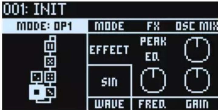 KORG Opsix module - Quand "MODE" est réglé sur "EFFECT" - 1