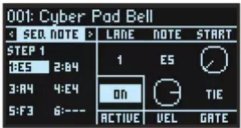 KORG Opsix module - Édition des informations de note pour un pas - 1
