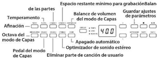 KORG Poetry - Ajustes de configuración de los parámitros en el modo de Funciones - 1