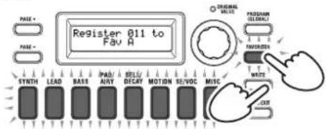 KORG KingKorg NEO - Registrar programas en los botones de categoría/favoritos - 1