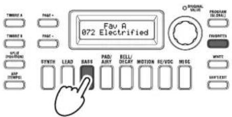 KORG KingKorg NEO - Selecting programs with the FAVORITES button - 2