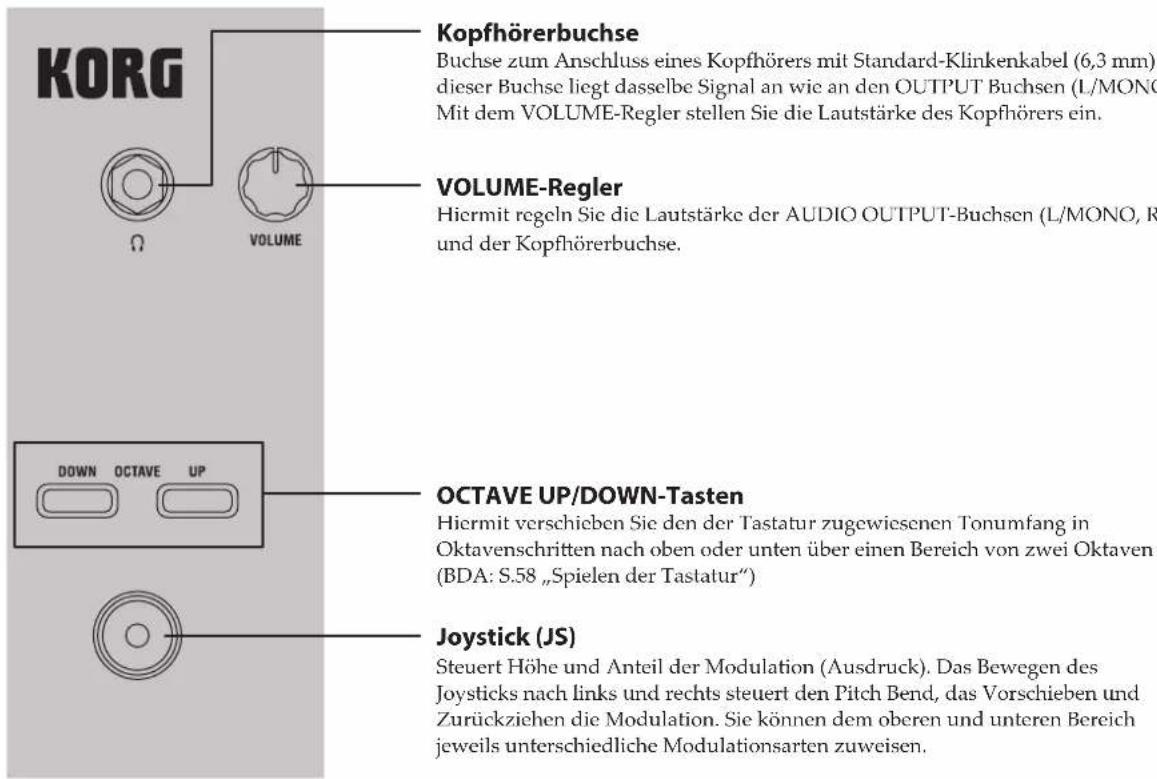 KORG KingKorg NEO - Oberseite (Joystick/Audio) - 2