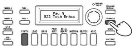 KORG KingKorg NEO - Seleccionar programas con el botón FAVORITES - 1