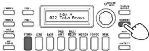 KORG KingKorg NEO - Selecting programs with the FAVORITES button - 1