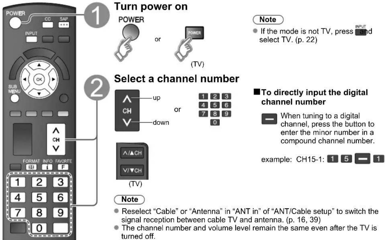 PANASONIC Viera TC-L32C12 - To watch TV and other functions - 1