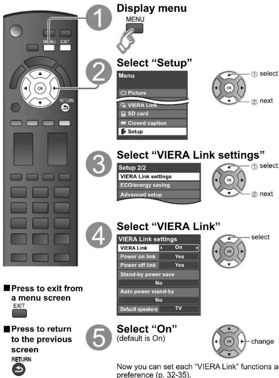 PANASONIC Viera TC-L32C12 - VIERA Link™ Setting - 1