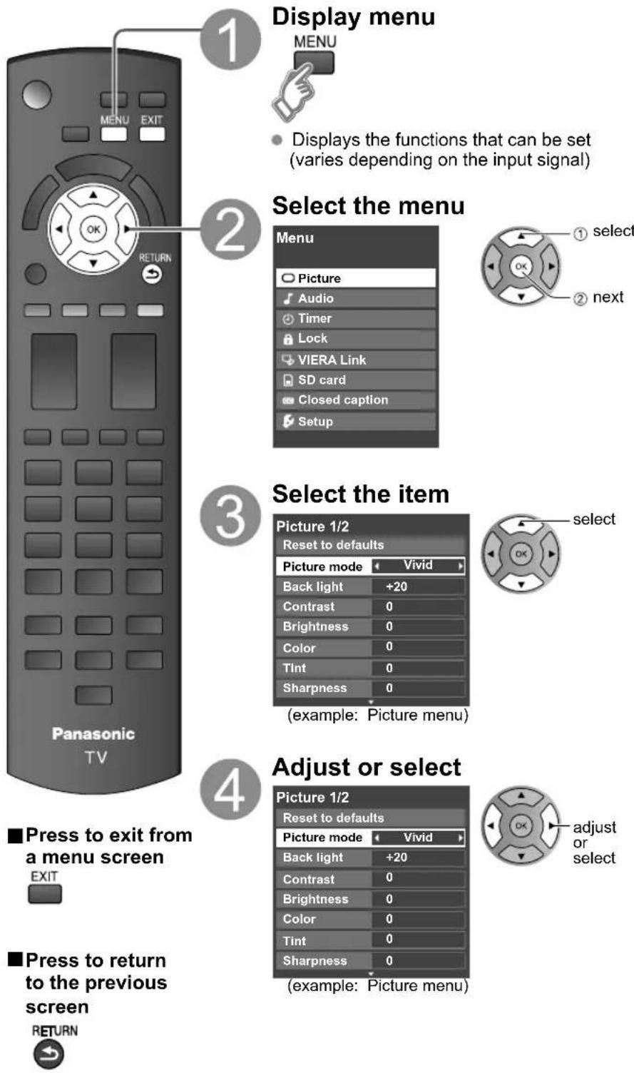 PANASONIC Viera TC-L32C12 - How to Use Menu Functions - 1