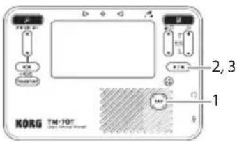 KORG TM-70T - 通过打拍定速设置节奏 - 1