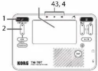 KORG TM-70T - Afinar mientras comprueba el medidor - 1