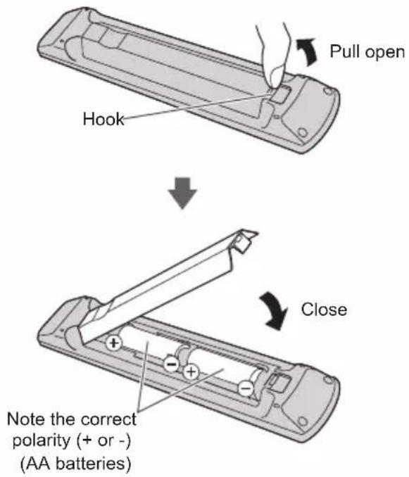 PANASONIC Viera TC-55CX850 - Installing the remote's batteries - 1