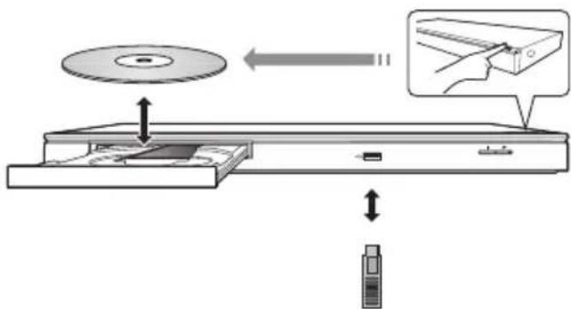 PANASONIC DMP-BD87 - Mise en place ou retrait d'un support - 1