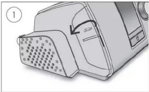 ResMed Lumis HFT - To remove the SD card: - 1