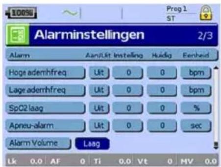 ResMed Stellar 150 - Menu Instellingen: Alarminstellingen (Alarmvolume) - 2