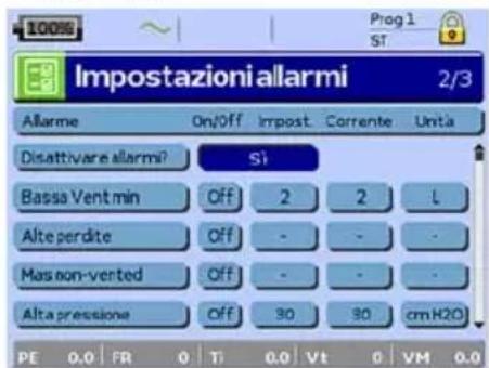 ResMed Stellar 150 - Menu Approntamento: Impostazioni Allarme (Volume allarme) - 1