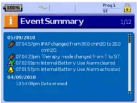 ResMed Stellar 150 - Info menu Event Summary - 1