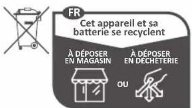 FR Cet appareil et sa batterie se recyclent À DÉPOSER EN MAGASIN À DÉPOSER EN DECHETERIE OU