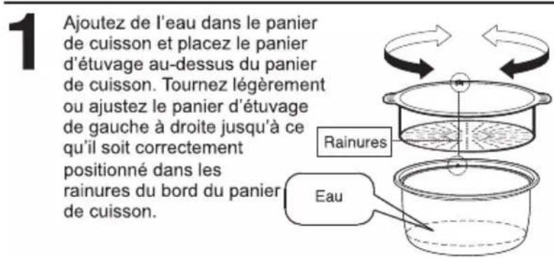 PANASONIC SR-G06FGE - Comment cuire les aliments à la vapeur - 1
