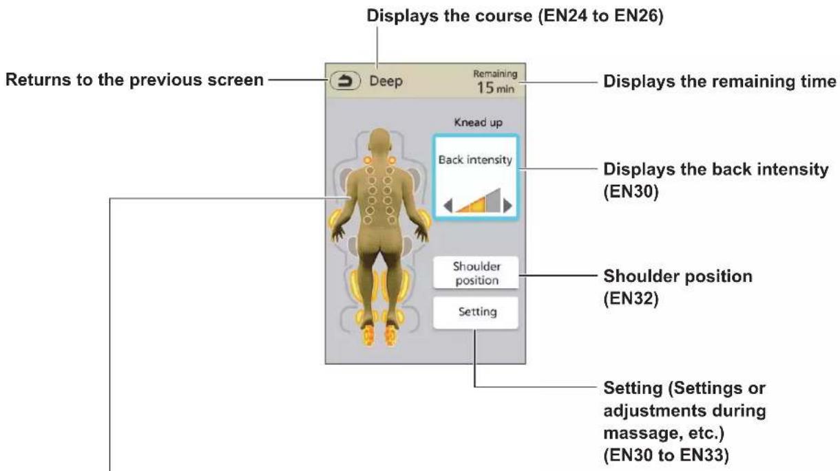 PANASONIC EP-MAF1 - Screen displays during massaging operations - 1