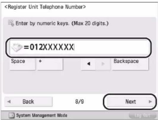 CANON imageRUNNER ADVANCE 400i - Enter the fax number → press [Next]. - 1