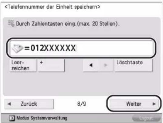 CANON imageRUNNER ADVANCE 400i - Registrieren der Faxnummer des 10 Geräts - 1