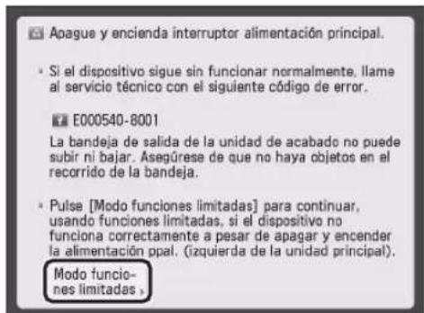 CANON imageRUNNER ADVANCE 400i - Cuando se muestre [Modo funciones limitadas]: ● - 1